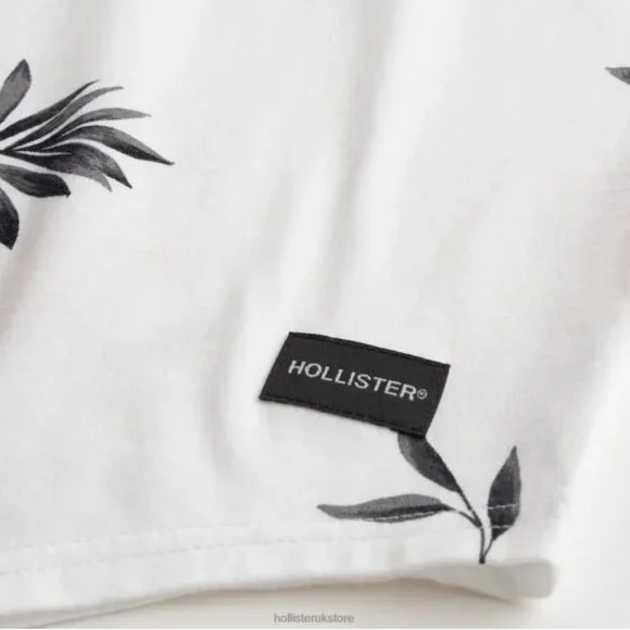 Hollister Men Longline Curved Hem Floral Pattern White Short Sleeve T-Shirt - XS - Picture 6 of 10